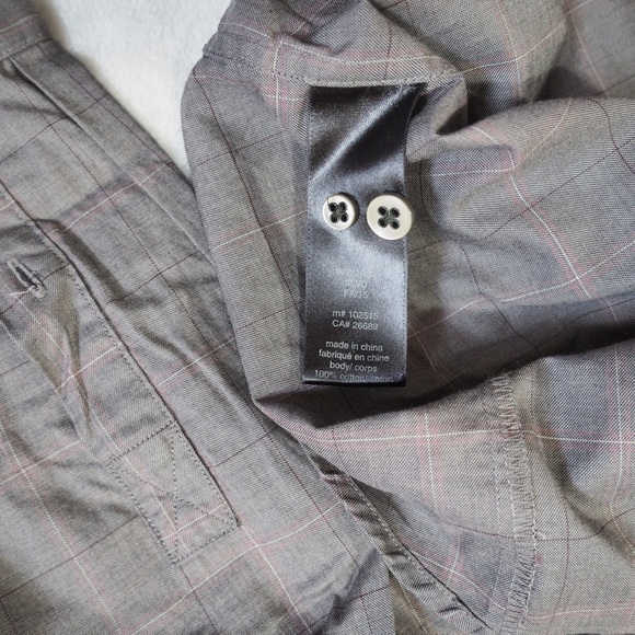 John Varvatos Sz S USA Luxe Shirt Mens Gray Plaid Button Down Long Sleeve - Picture 6 of 12